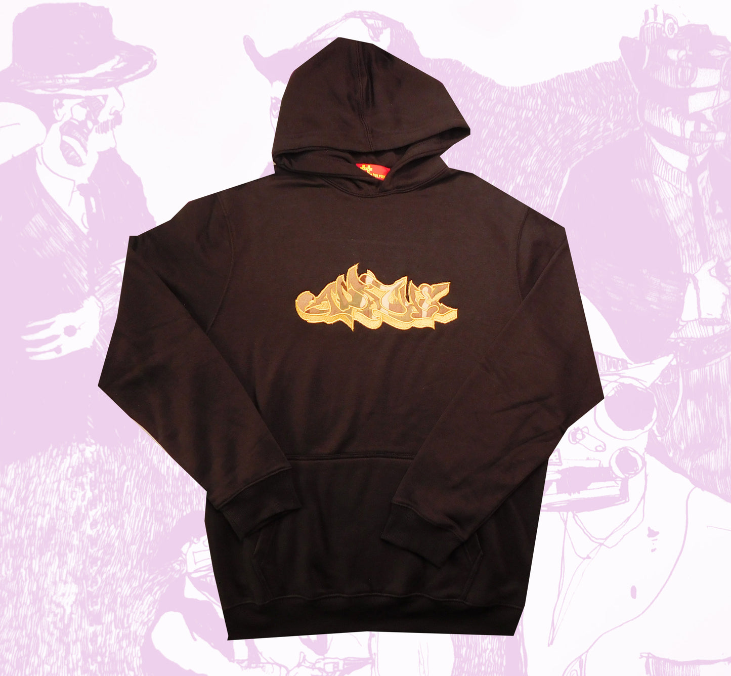 Apache Camo Applique Hoodie Black
