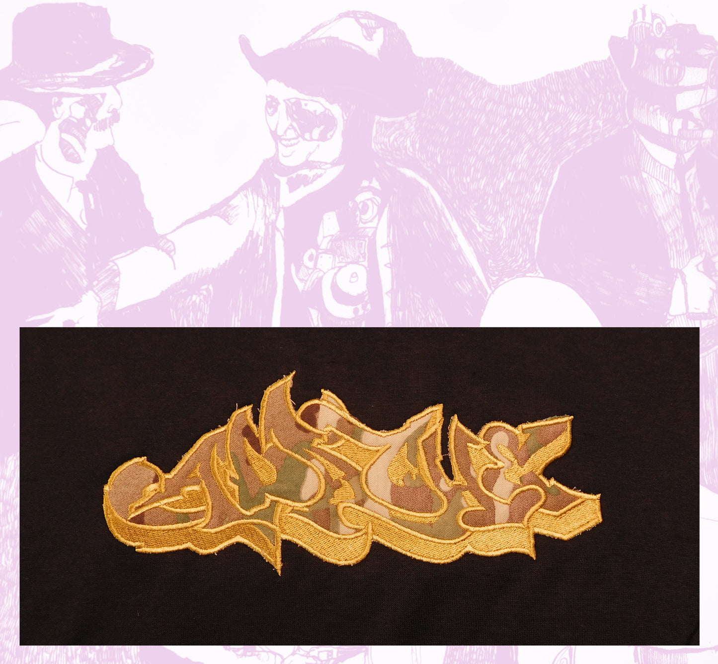 Apache Camo Applique Hoodie Black