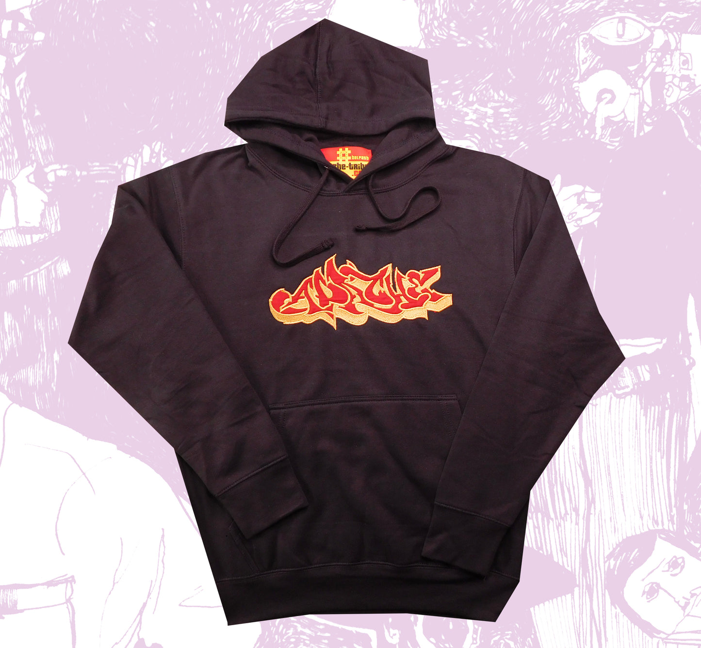 Apache Plain Applique Hoodie Black