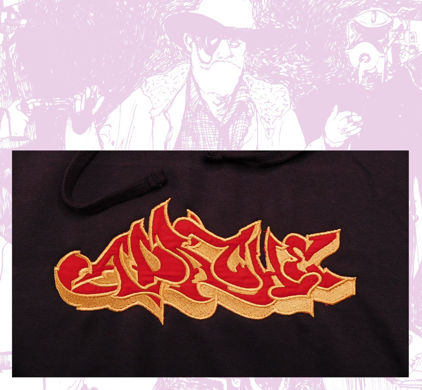 Apache Plain Applique Hoodie Black