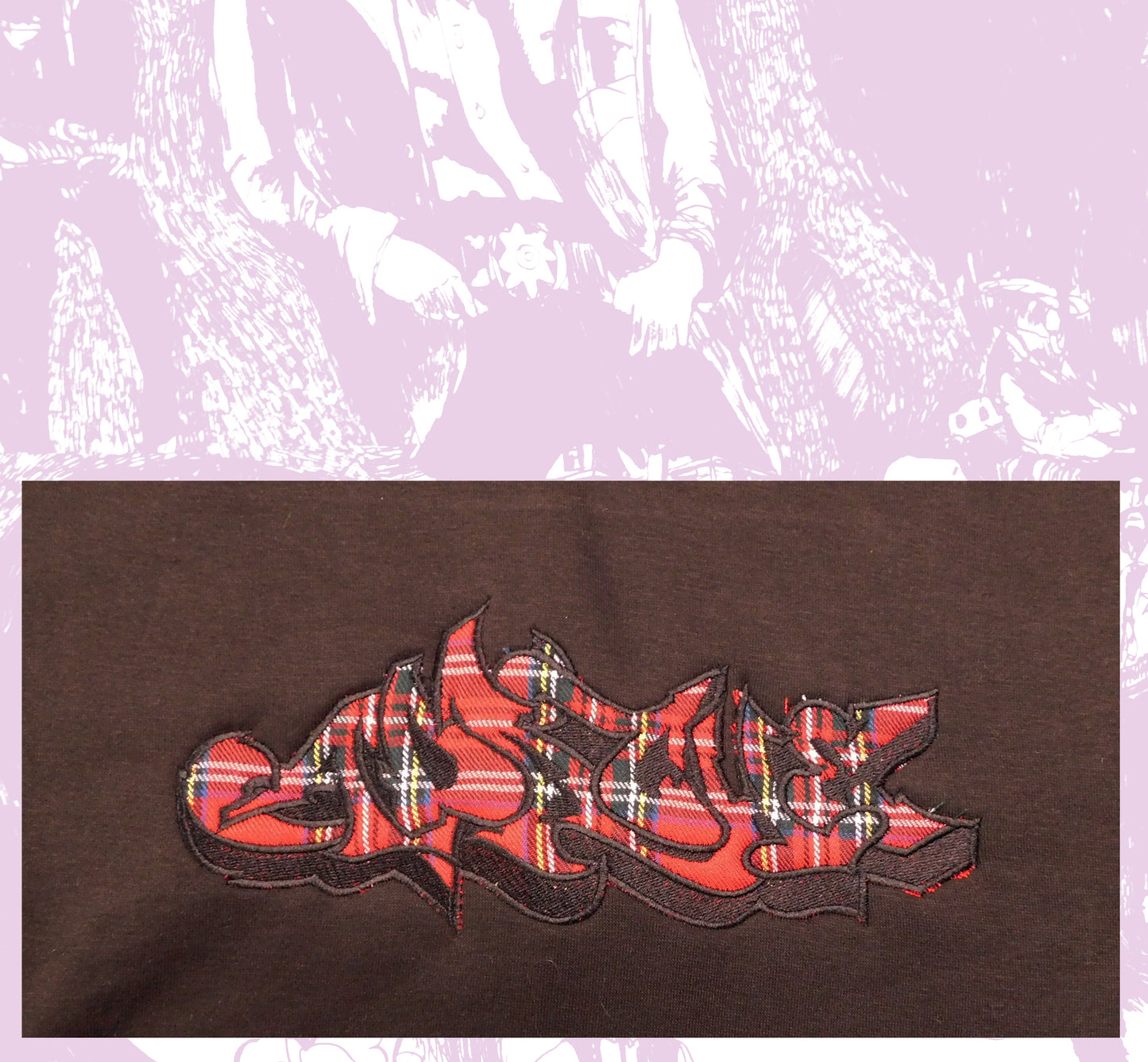 Apache Tartan Applique Hoodie Black