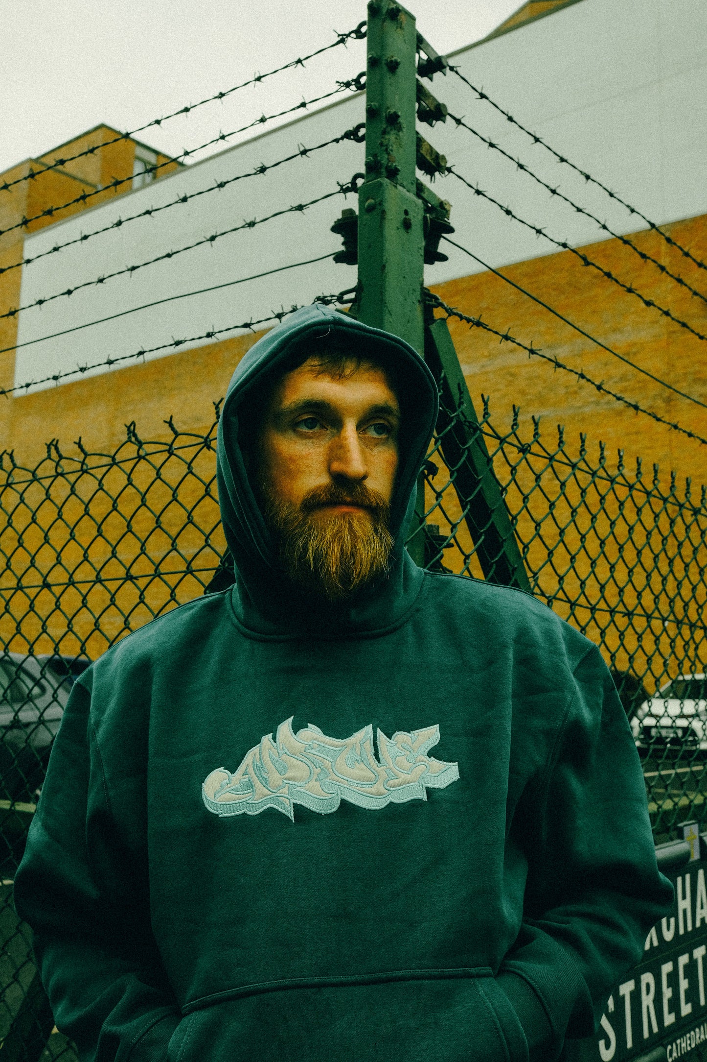 Teal & Cream Apache Appliqué hoodie