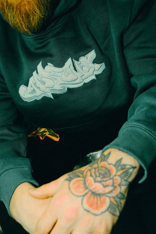 Teal & Cream Apache Appliqué hoodie